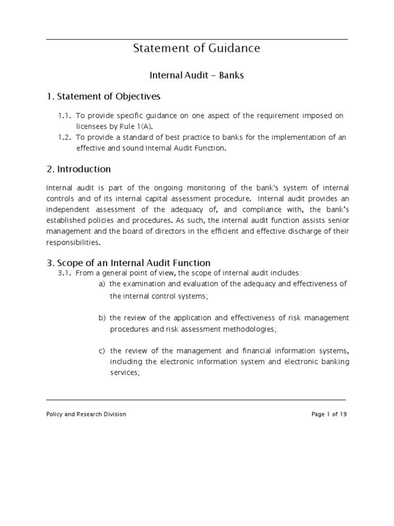 76604209 Internal Audit In Banks Internal Audit Audit Committee