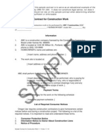 Sample Contract for Construction Work