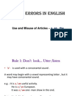 Common Errors in English- Articles &amp; Prep