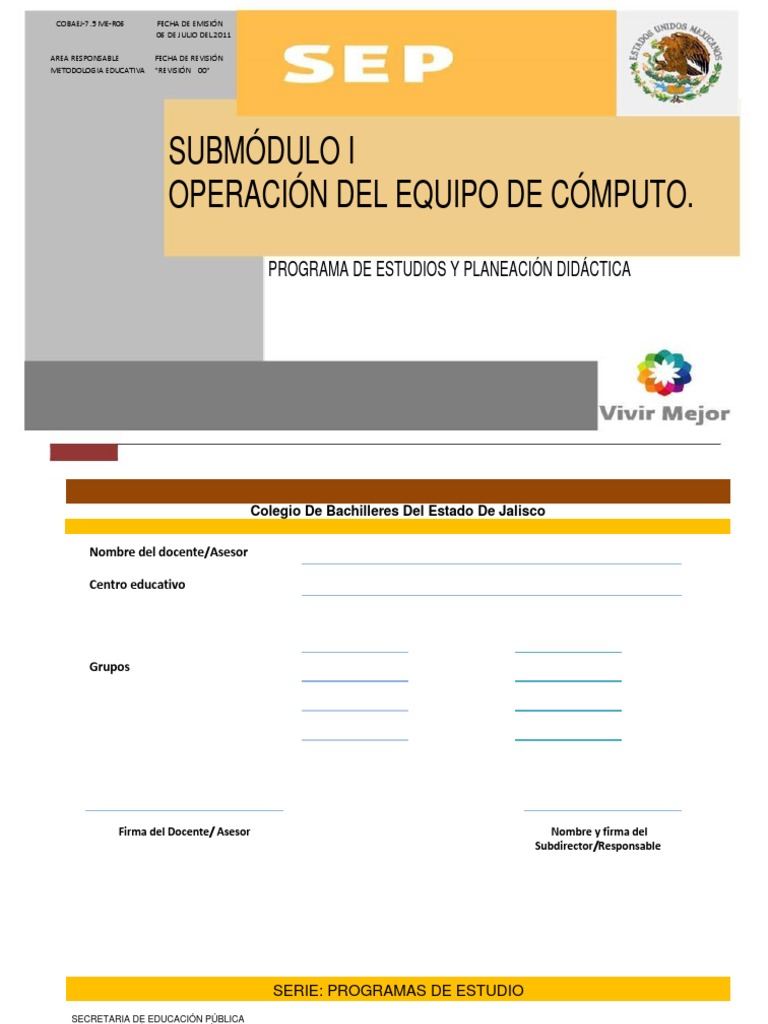 Submódulo I: Operación del Equipo de Cómputo | PDF | Multimedia | Plan ...