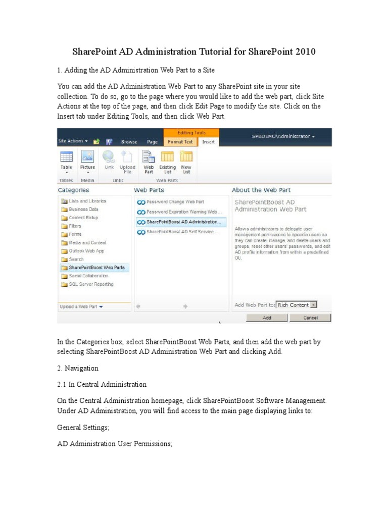 SharePoint 2010 AD Admin Guide | PDF | Share Point | Email