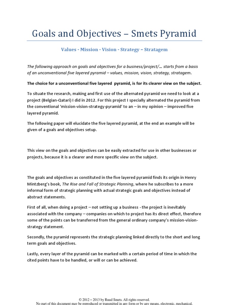 Goals and Objectives - Values - Mission - Vision - Strategy - Stratagem ...