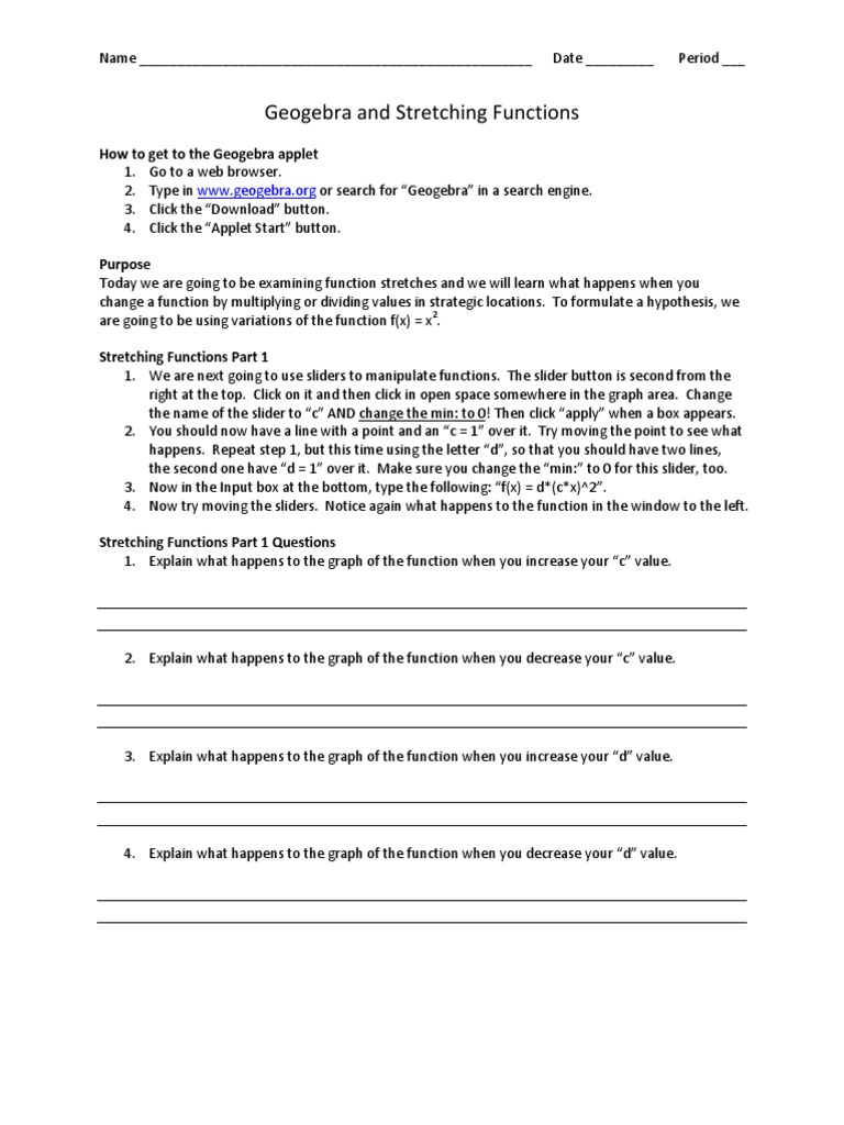 10 - LAB - Geogebra and Streching Functions | PDF | Sine | Geometry