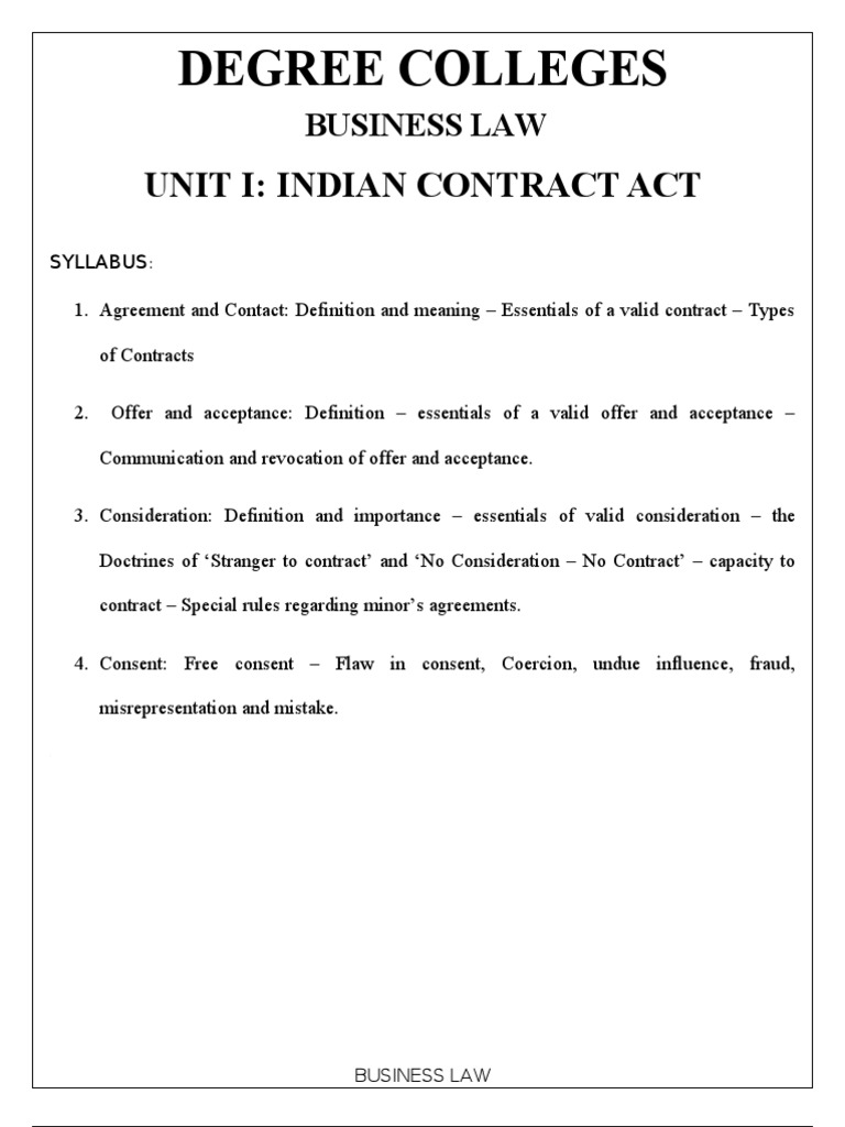 Indian Contract Act Overview | PDF | Offer And Acceptance | Consideration