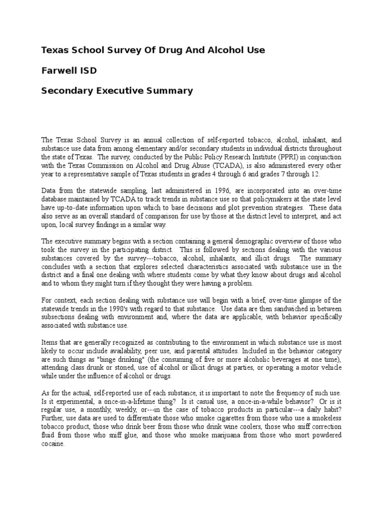 PARMER COUNTY Farwell ISD 1997 Texas School Survey of Drug and