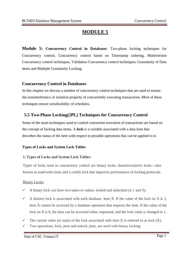 Bcs403 Dbms Module5 Notes Part1 | PDF | Cache (Computing) | Database ...