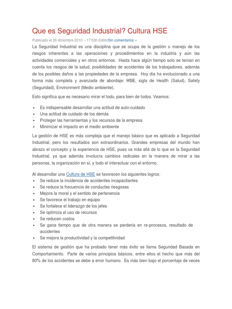 HSE, Sigla de Health (Salud), Safety (Seguridad), Environment (Medio ...
