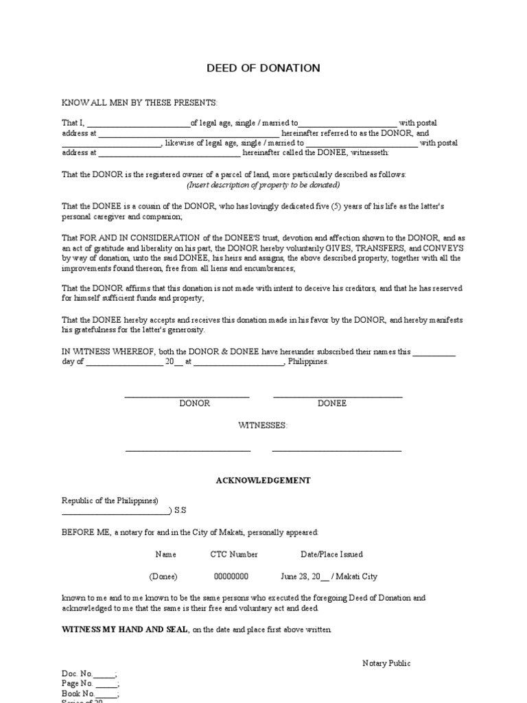 Deed of Donation Forms | PDF
