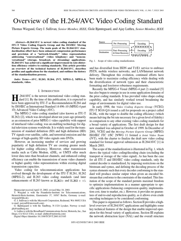 H.264/AVC Video Coding Standard Overview | PDF