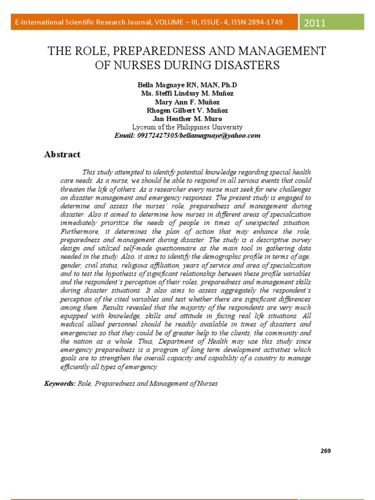 Nurses' Role in Disaster Management | PDF | Nursing | Emergency Management