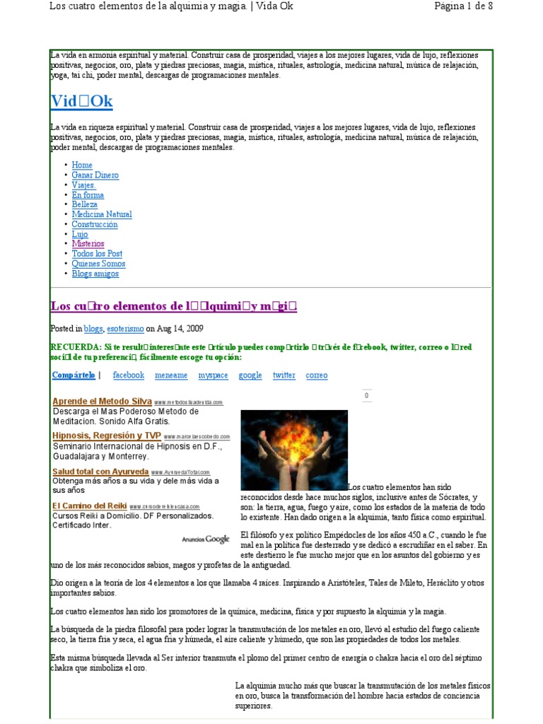 Los 4 Elementos de La Alquimia y Magia | PDF | Alquimia | Incendios