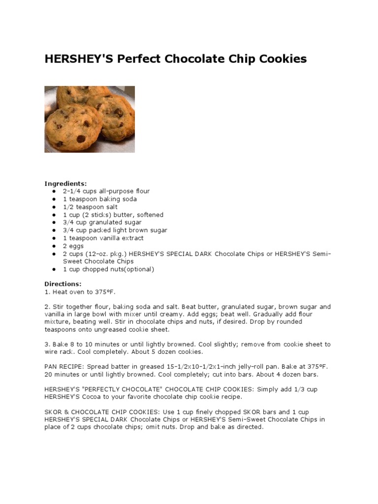 Hershey's Perfect Chocolate Chip Cookies | PDF - Scribd
