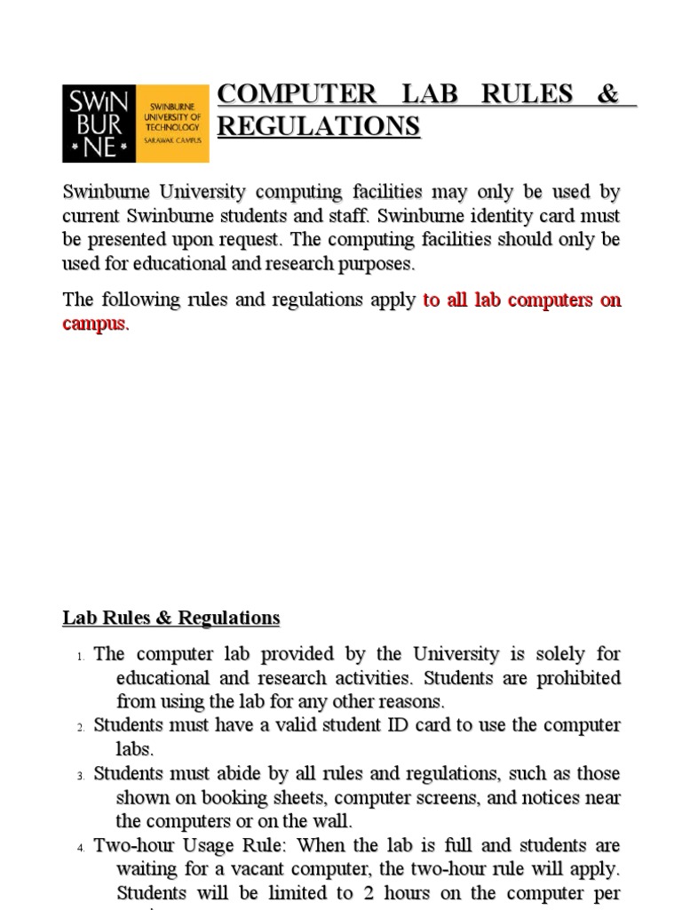 Lab Rules and Regulations PDF