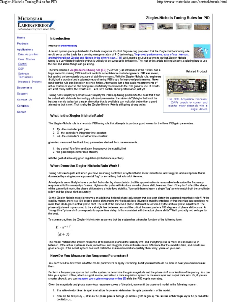 ZieglerNichols Tuning Rules For PID Download Free PDF Electrical