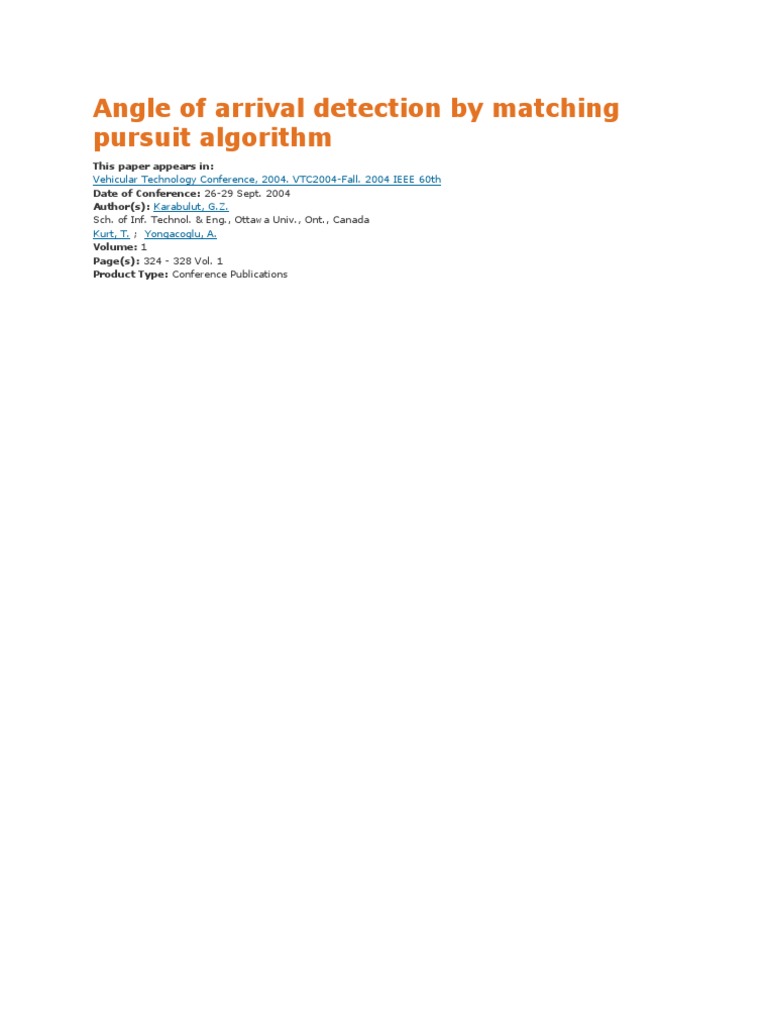 Angle of Arrival Detection Algorithm | PDF