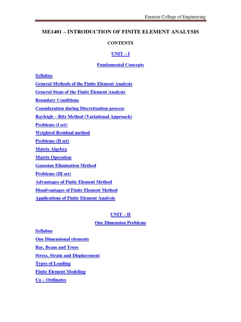Introduction of Finite Element Analysis | PDF | Finite Element Method ...