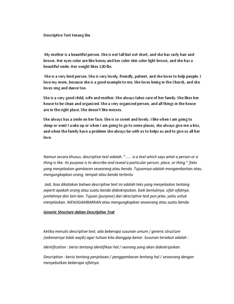 Descriptive Text Tenang Ibu