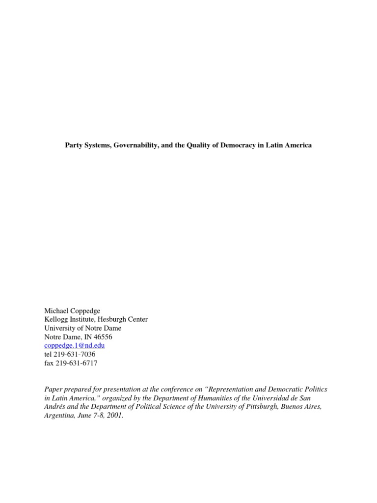 Party Systems and Democracy in Latin America | PDF | Polarization ...