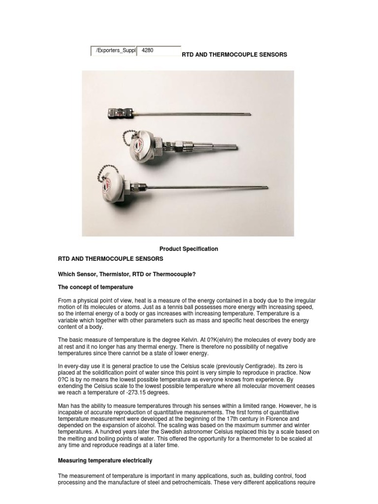 RTD and Thermocouple Sensor Overview | PDF | Electrical Resistance And ...