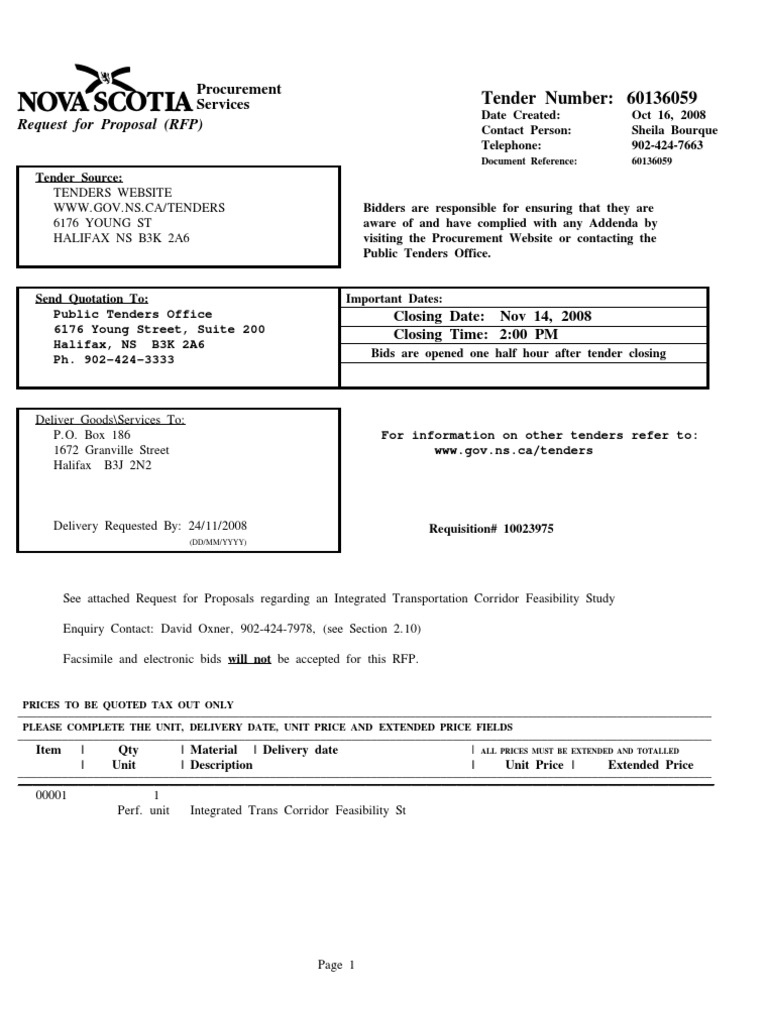Tender Number: 60136059: Request For Proposal (RFP) | PDF | Request For ...