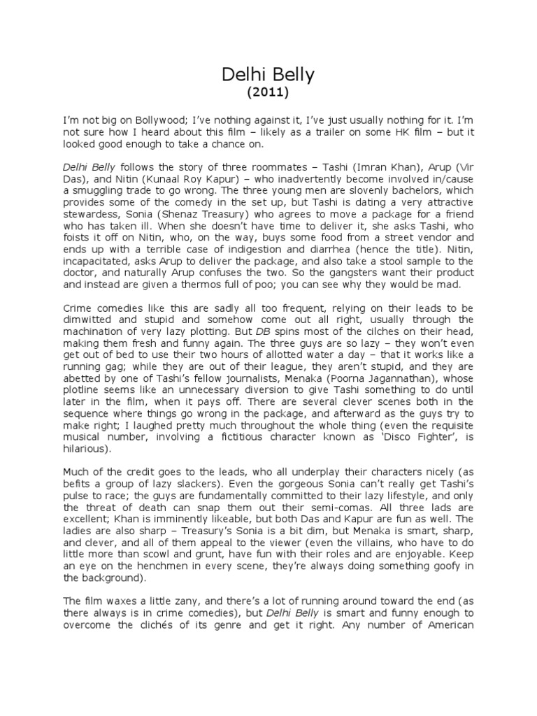 Delhi Belly Movie Review PDF Cinema Leisure