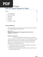 Download Marketing Project DSLR Camera Brands in India  by Ankit Mehta SN104998293 doc pdf