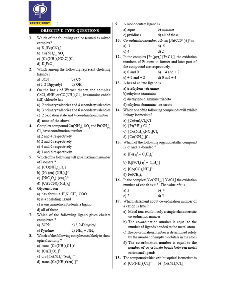 Coordination Compounds | PDF | Coordination Complex | Ligand