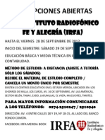 Inscripciones Abiertas en El IRFA - Mérida 2012