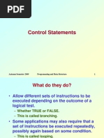 Control Statements: Autumn Semester 2009 Programming and Data Structure 1