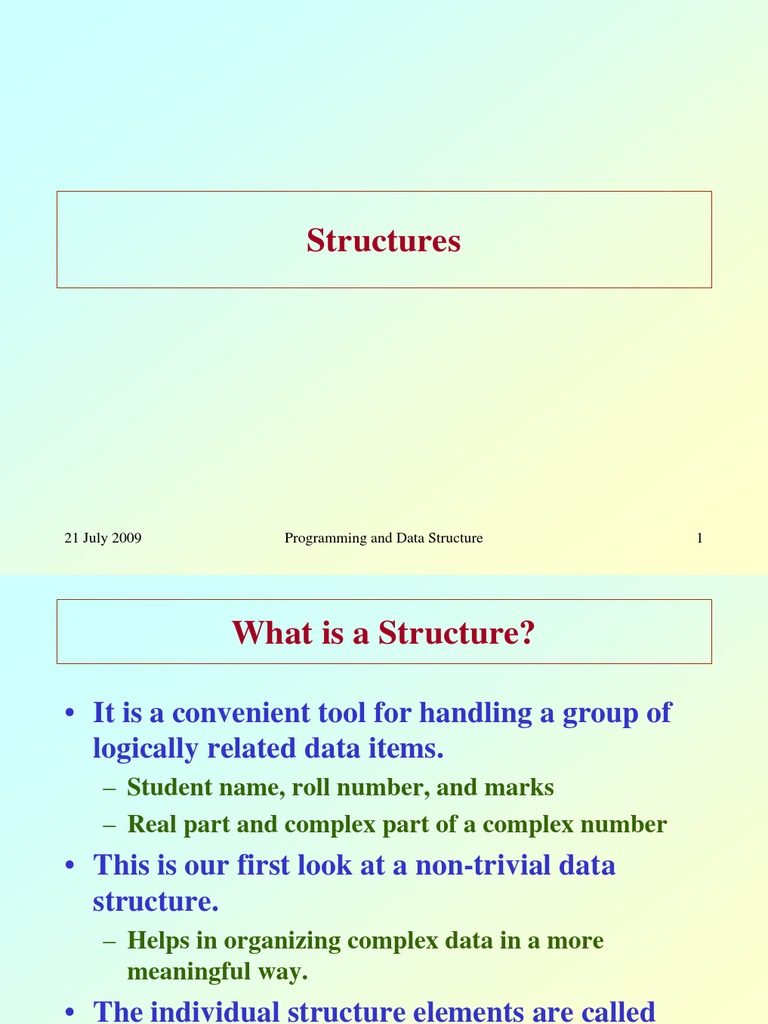 Structures: 21 July 2009 Programming and Data Structure 1 | PDF | Data ...