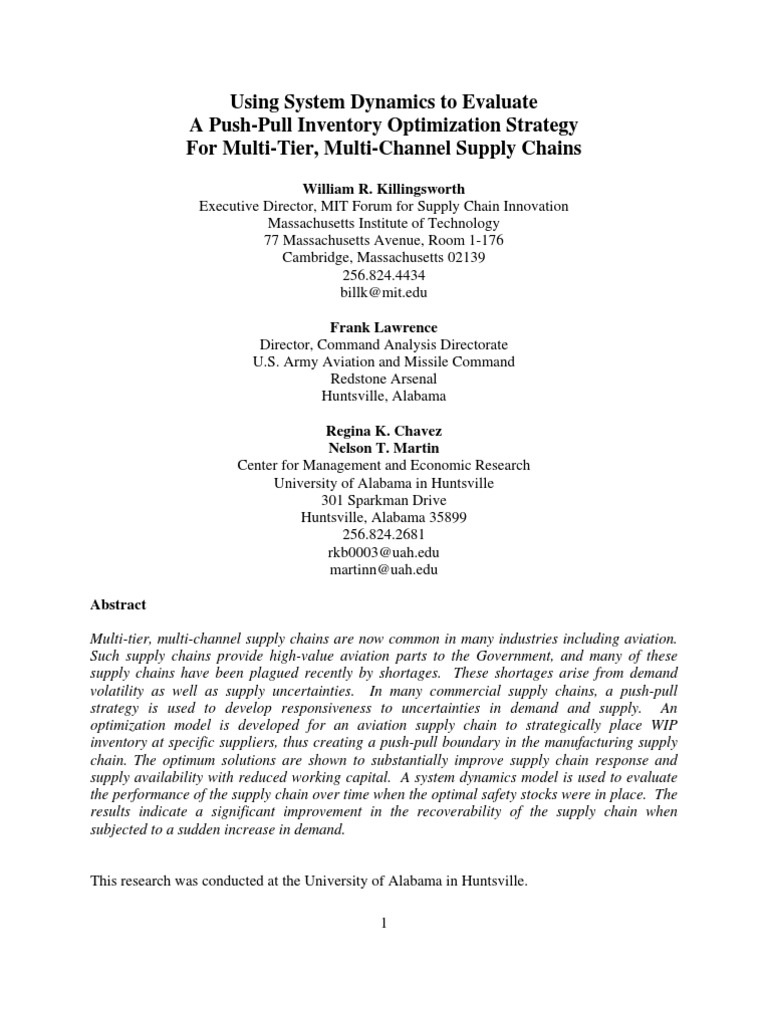 Using System Dynamics To Evaluate A Push-Pull Inventory Optimization ...