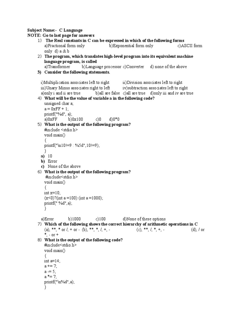 C ,C++Questions | C (Programming Language) | Software Engineering