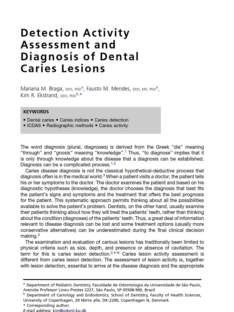 Dental Caries Detection and Diagnosis Guide | PDF
