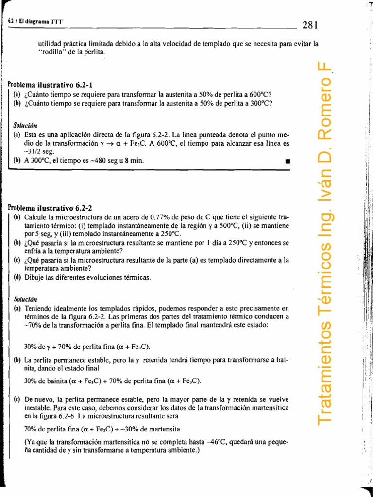 Diagramas TTT y Tratamientos Térmicos | PDF | Tratamiento a base de ...