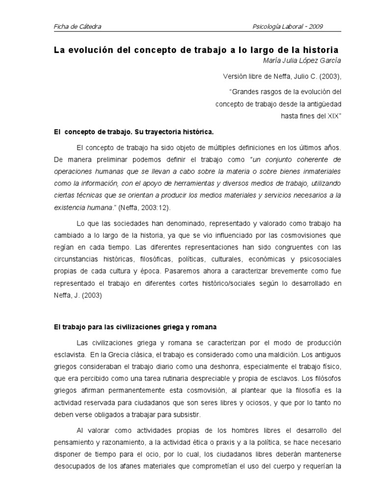 La Evolución Del Concepto de Trabajo A Lo Largo de La Historia | PDF ...
