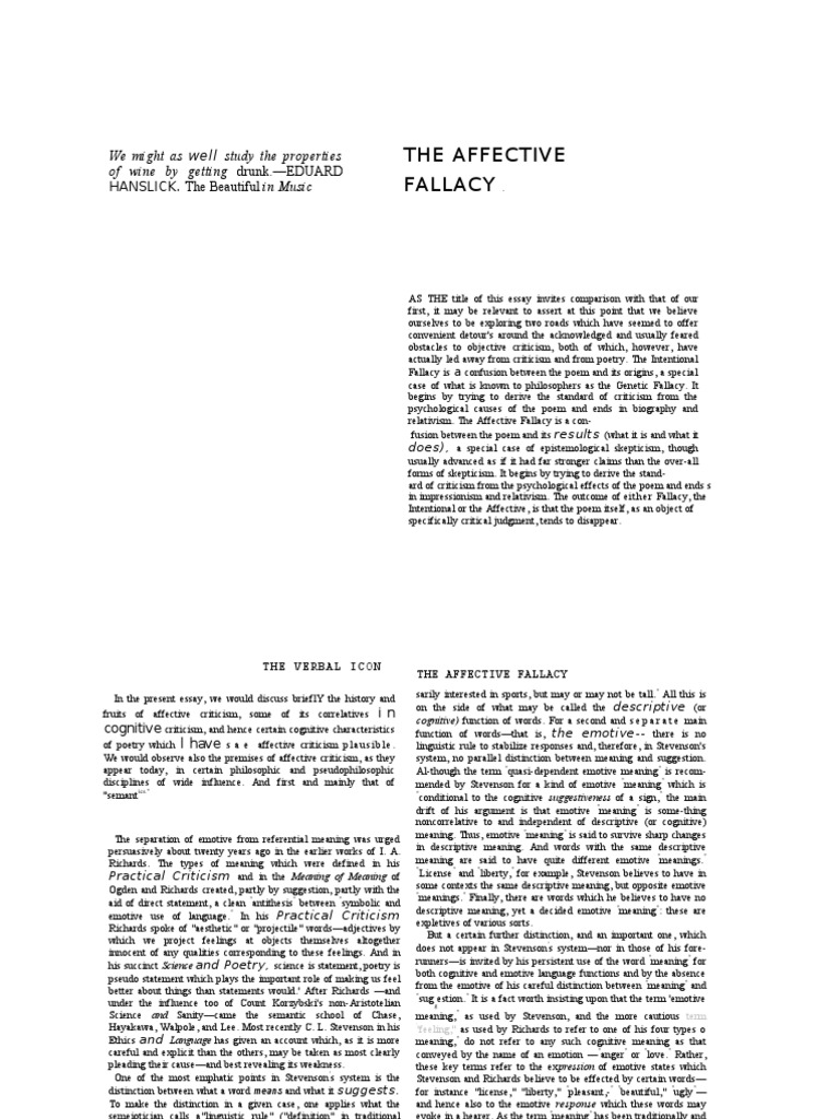 The Affective Fallacy Wimsatt And Beardsley Pdf To Word