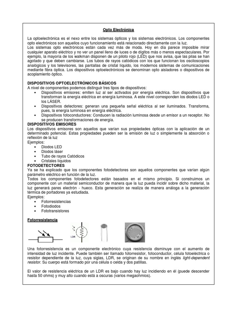 Resumen de Optoelectrónica Basica PDF Radiación electromagnética Atómico
