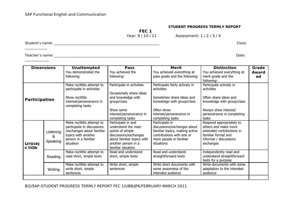 SAP Functional English Progress Report | PDF