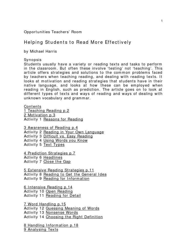 Effective Reading Strategies for Students | PDF | Reading (Process ...