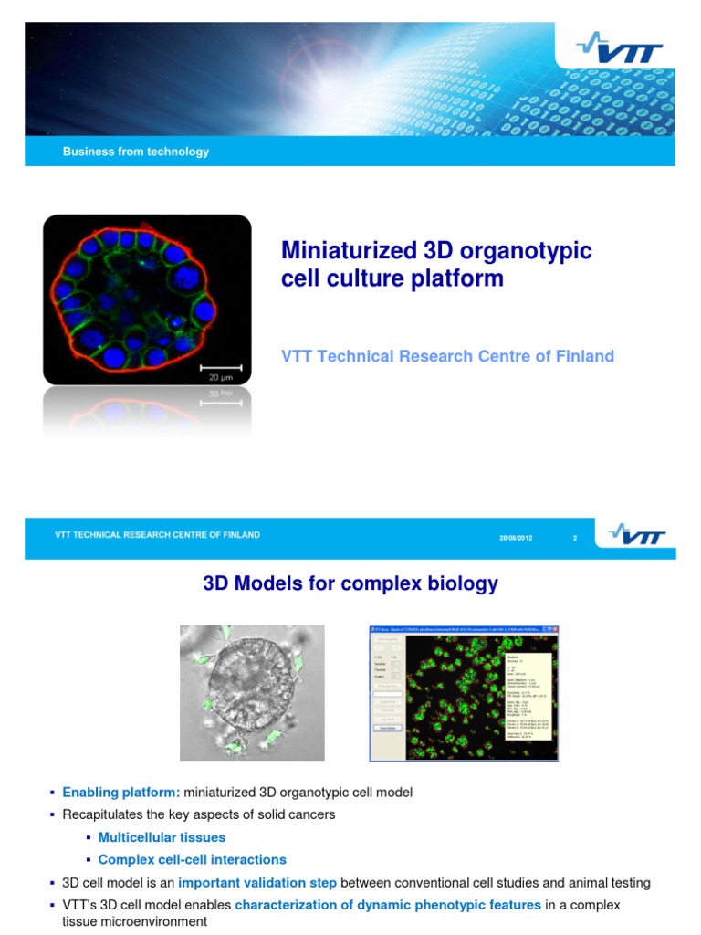 VTT 3D Technology | PDF | Cell Culture | Medicine
