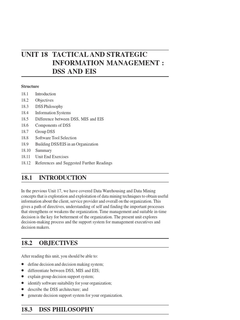 Tactical and Strategic Information Maanagement - DSS and EIS | PDF ...