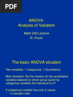 Anova: Analysis of Variation: Math 243 Lecture R. Pruim