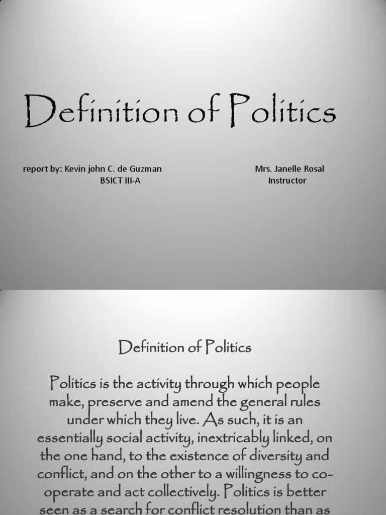 Definition of Politics PDF Value (Personal And Cultural) Theory