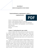 Valorile Individuale Si Organizationale - Conflict Si Complementaritate