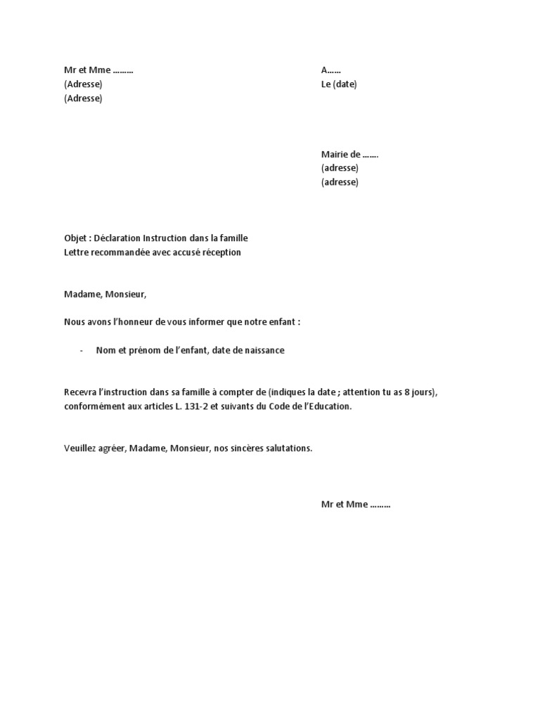 Lettre Pour La Mairie Exemple PDF