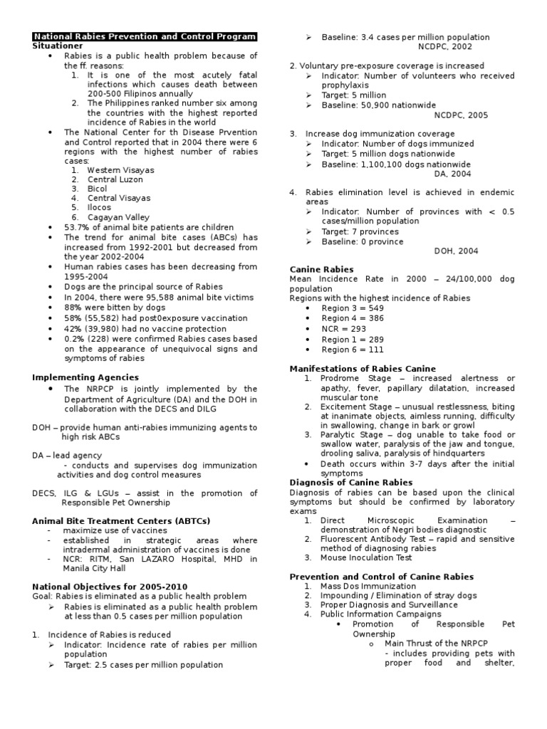 National Rabies Control Program Overview | PDF | Rabies | Preventive ...