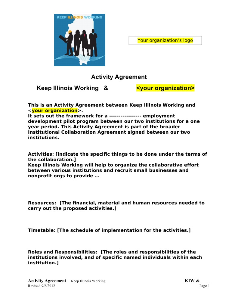 Activity Agreement Keep Illinois Working & | PDF | Business
