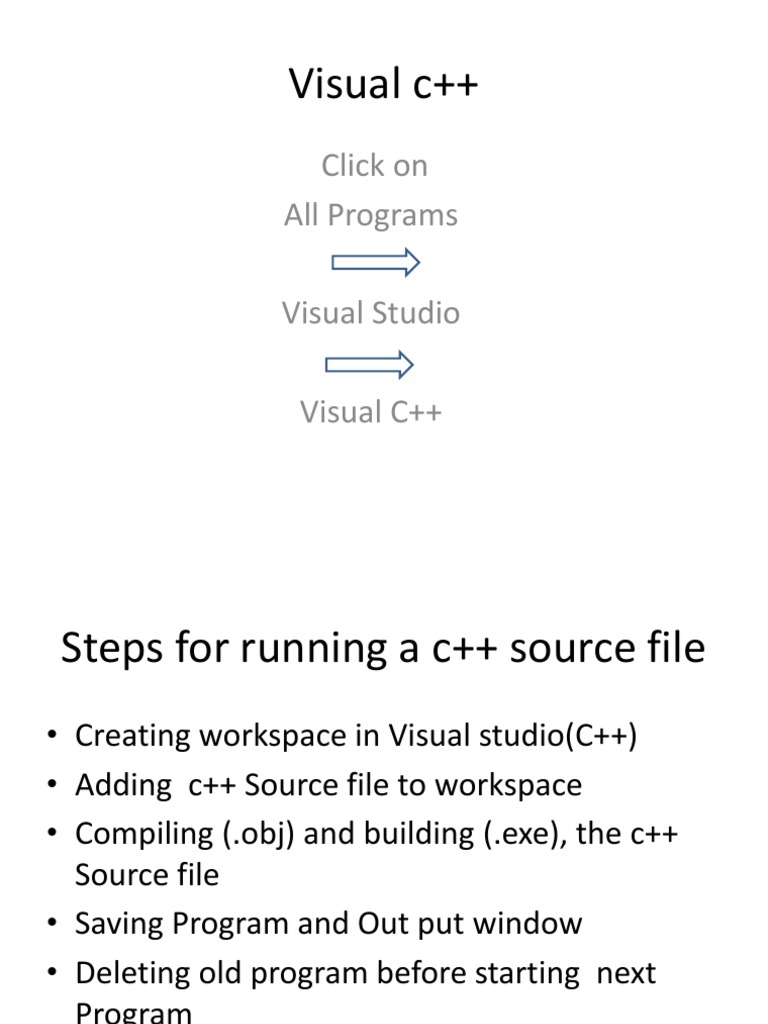 Visual C++: Click On All Programs Visual Studio Visual C++ | PDF ...