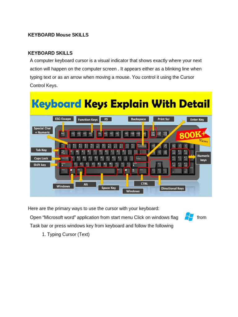 Keyboard and Mouse Skills | PDF | Cursor (User Interface) | Button ...