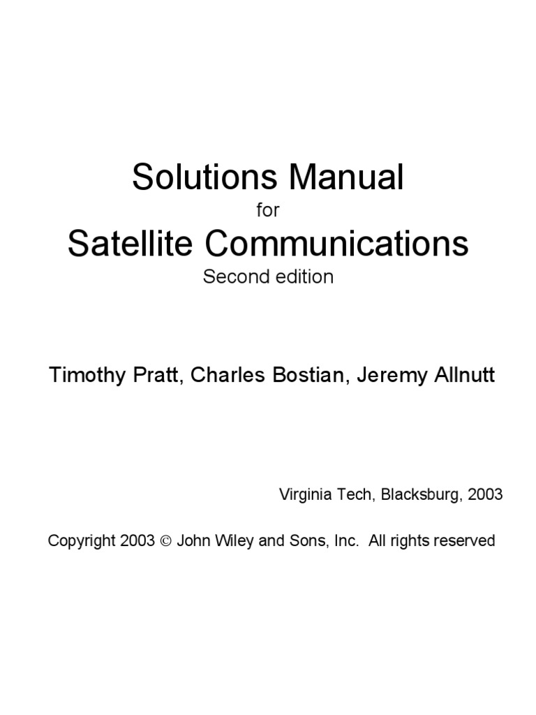 Solutions Manual for Satellite Communications Second edition Timothy Pratt,  Charles Bostian, Jeremy Allnutt | Orbit | Mechanics